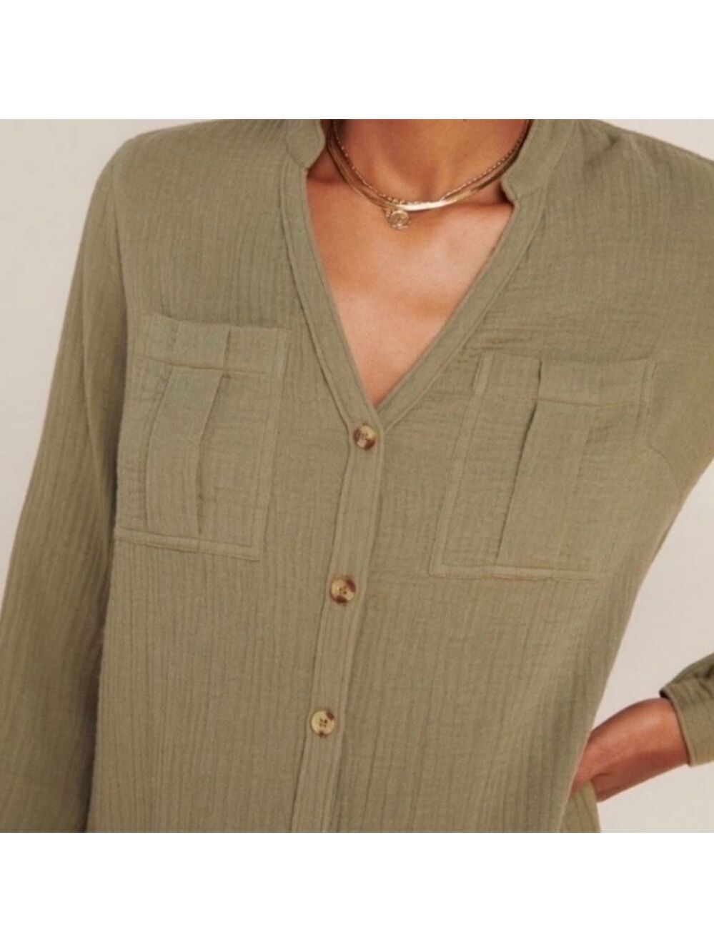 Anthropologie Maeve Katie Textured Utility Tunic Size 2P - Picture 3 of 7